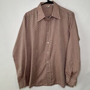 Bassetti Button Up Italian Dress Shirt Mens Size 39 15.5 Medium Red Geometric LS